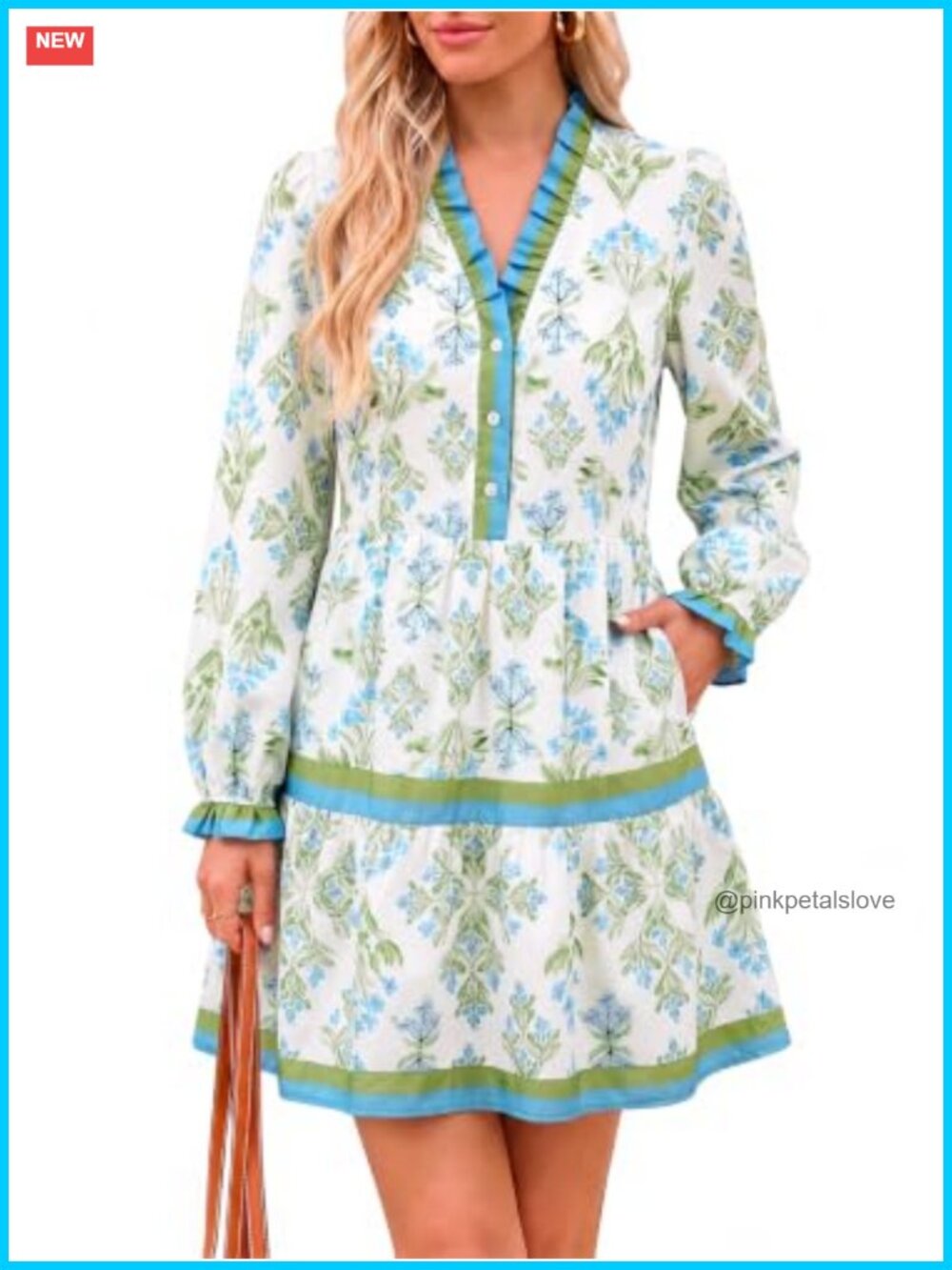 Womens Floral Mini Dress Button Ruffle V Neck Fall A Line